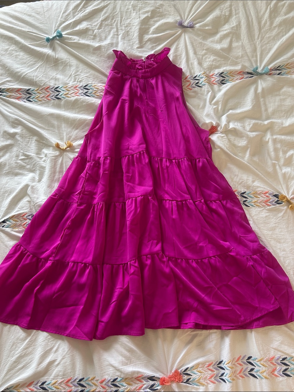 Tiered Dress in Fuchsia - Sundress